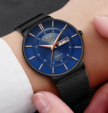 Lige Quartz Movement Men - Anologue Luxury Watch for Men Black-Blue