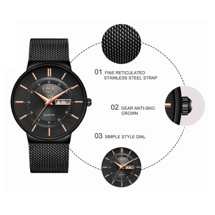 Movimiento de cuarzo para hombre Reloj de lujo anologo para hombre azul dorado