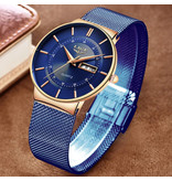 Lige Quartz Movement Men - Anologue Luxury Watch for Men Blue-Gold