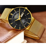 Lige Quartz Movement Men - Anologue Luxusuhr für Herren Gold