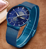 Lige Quartz Movement Men - Luksusowy zegarek Anologue dla mężczyzn Niebieski