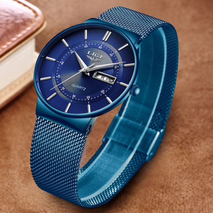 Kwarts Uurwerk Heren - Anoloog Luxe Horloge voor Mannen Blauw