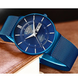 Lige Kwarts Uurwerk Heren - Anoloog Luxe Horloge voor Mannen Blauw