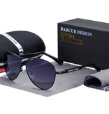 Barcur Lustrzane okulary przeciwsłoneczne - Okulary pilotażowe ze stopu tytanu z UV400 i filtrem polaryzacyjnym dla mężczyzn i kobiet - czarne