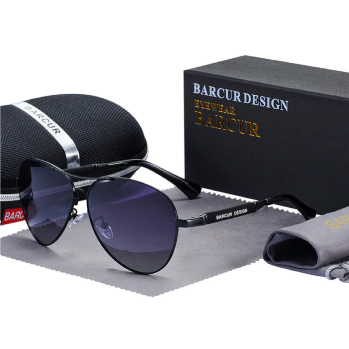 Gafas de sol de espejo - Gafas piloto de aleación de titanio con UV400 y filtro polarizador para hombres y mujeres - Negro