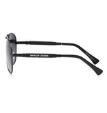Barcur Gafas de sol de espejo - Gafas piloto de aleación de titanio con UV400 y filtro polarizador para hombres y mujeres - Negro