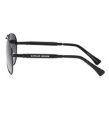 Barcur Mirror Sunglasses - Titanium Alloy Pilot Glasses with UV400 and Polarizing Filter for Men and Women - Black