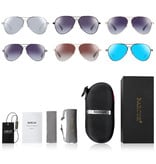 Barcur Gafas de sol de espejo - Gafas piloto de aleación de titanio con UV400 y filtro polarizador para hombres y mujeres - Azul