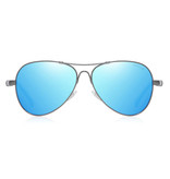 Barcur Lunettes de soleil miroir - Lunettes de pilote en alliage de titane avec UV400 et filtre polarisant pour hommes et femmes - Bleu