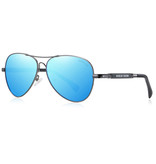 Barcur Lunettes de soleil miroir - Lunettes de pilote en alliage de titane avec UV400 et filtre polarisant pour hommes et femmes - Bleu