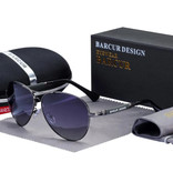 Barcur Spiegel Sonnenbrille - Titanlegierung Pilot Brille mit UV400 und Polarisationsfilter für Männer und Frauen - Grau