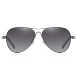 Barcur Lunettes de soleil miroir - Lunettes de pilote en alliage de titane avec UV400 et filtre polarisant pour hommes et femmes - Gris