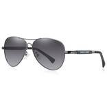 Barcur Gafas de sol de espejo - Gafas piloto de aleación de titanio con UV400 y filtro polarizador para hombres y mujeres - Gris