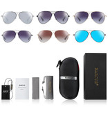 Barcur Lustrzane okulary przeciwsłoneczne - Okulary pilotażowe ze stopu tytanu z UV400 i filtrem polaryzacyjnym dla mężczyzn i kobiet - srebrne