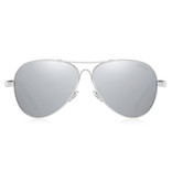 Barcur Occhiali da sole a specchio - Occhiali da pilota in lega di titanio con UV400 e filtro polarizzatore per uomo e donna - Argento