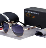 Barcur Lustrzane okulary przeciwsłoneczne - Okulary pilotażowe ze stopu tytanu z UV400 i filtrem polaryzacyjnym dla mężczyzn i kobiet - złote