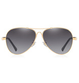 Barcur Gafas de sol de espejo - Gafas piloto de aleación de titanio con UV400 y filtro polarizador para hombres y mujeres - Dorado