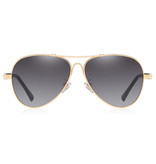 Barcur Lunettes de soleil miroir - Lunettes pilotes en alliage de titane avec UV400 et filtre polarisant pour hommes et femmes - Or