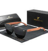 Kingseven Gafas de sol de lujo con marco de madera - UV400 y filtro polarizador para mujer - Negro