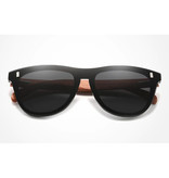 Kingseven Gafas de sol de lujo con marco de madera - UV400 y filtro polarizador para mujer - Negro