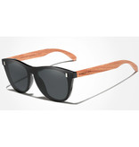 Kingseven Gafas de sol de lujo con marco de madera - UV400 y filtro polarizador para mujer - Negro