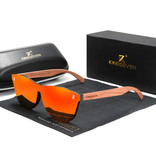 Kingseven Gafas de sol de lujo con marco de madera - UV400 y filtro polarizador para mujer - Naranja
