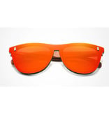 Kingseven Gafas de sol de lujo con marco de madera - UV400 y filtro polarizador para mujer - Naranja