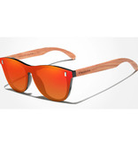 Kingseven Gafas de sol de lujo con marco de madera - UV400 y filtro polarizador para mujer - Naranja