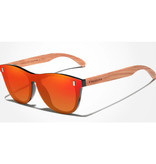 Kingseven Lunettes de soleil de luxe avec monture en bois - UV400 et filtre polarisant pour femme - Orange