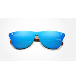 Kingseven Gafas de sol de lujo con marco de madera - UV400 y filtro polarizador para mujer - Azul