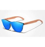 Kingseven Gafas de sol de lujo con marco de madera - UV400 y filtro polarizador para mujer - Azul