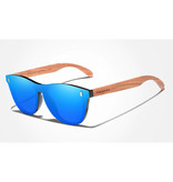 Kingseven Luksusowe okulary przeciwsłoneczne z drewnianą oprawką - UV400 i filtrem polaryzacyjnym dla kobiet - niebieskie