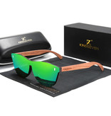 Kingseven Gafas de sol de lujo con marco de madera - UV400 y filtro polarizador para mujer - Verde