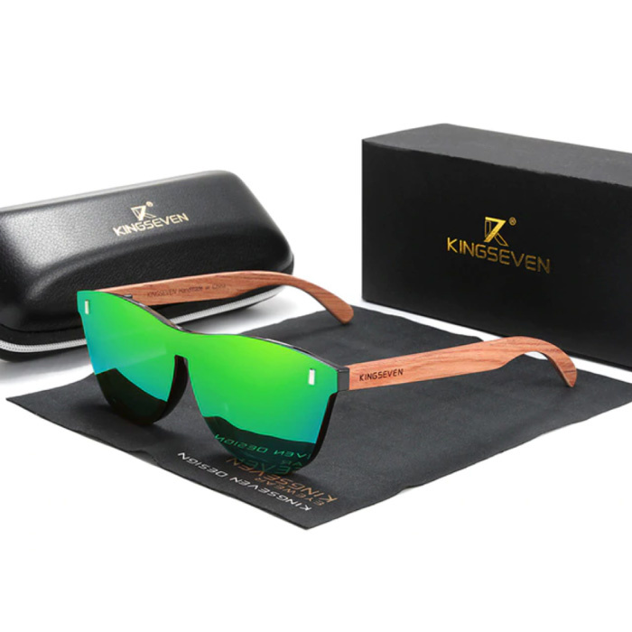 Luksusowe okulary przeciwsłoneczne z drewnianą oprawką - UV400 i filtrem polaryzacyjnym dla kobiet - zielone