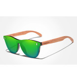 Kingseven Gafas de sol de lujo con marco de madera - UV400 y filtro polarizador para mujer - Verde