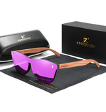 Kingseven Gafas de sol de lujo con marco de madera - UV400 y filtro polarizador para mujer - Rosa