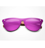 Kingseven Gafas de sol de lujo con marco de madera - UV400 y filtro polarizador para mujer - Rosa