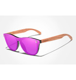 Kingseven Gafas de sol de lujo con marco de madera - UV400 y filtro polarizador para mujer - Rosa