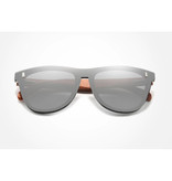 Kingseven Luksusowe okulary przeciwsłoneczne z drewnianą oprawką - UV400 i filtrem polaryzacyjnym dla kobiet - srebrne