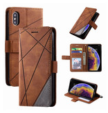 Stuff Certified® Xiaomi Redmi 9C Flip Case - Leather Wallet PU Leather Wallet Cover Cas Case Brown