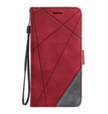 Stuff Certified® Funda con tapa para Xiaomi Redmi Note 8T - Cartera de cuero Funda de cuero de PU Funda Cas Funda roja