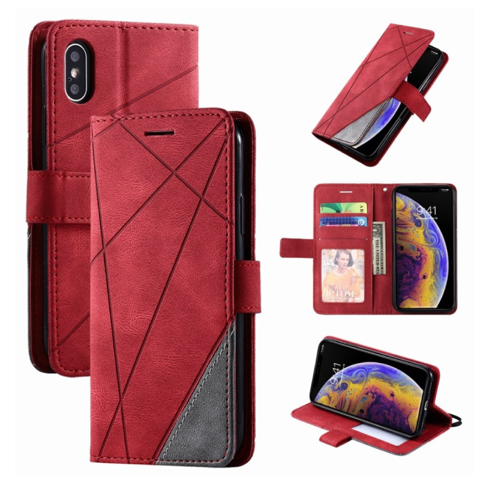 Funda con tapa para Xiaomi Redmi Note 8 - Cartera de cuero Funda de cuero de PU Funda Cas Case Rojo