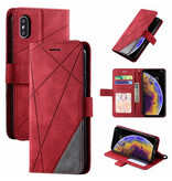 Stuff Certified® Xiaomi Redmi 9A Flip Case - Leather Wallet PU Leather Wallet Cover Cas Case Red
