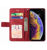 Stuff Certified® Xiaomi Redmi 7 Flip Case - Leder Geldbörse PU Leder Geldbörse Cover Cas Case Rot