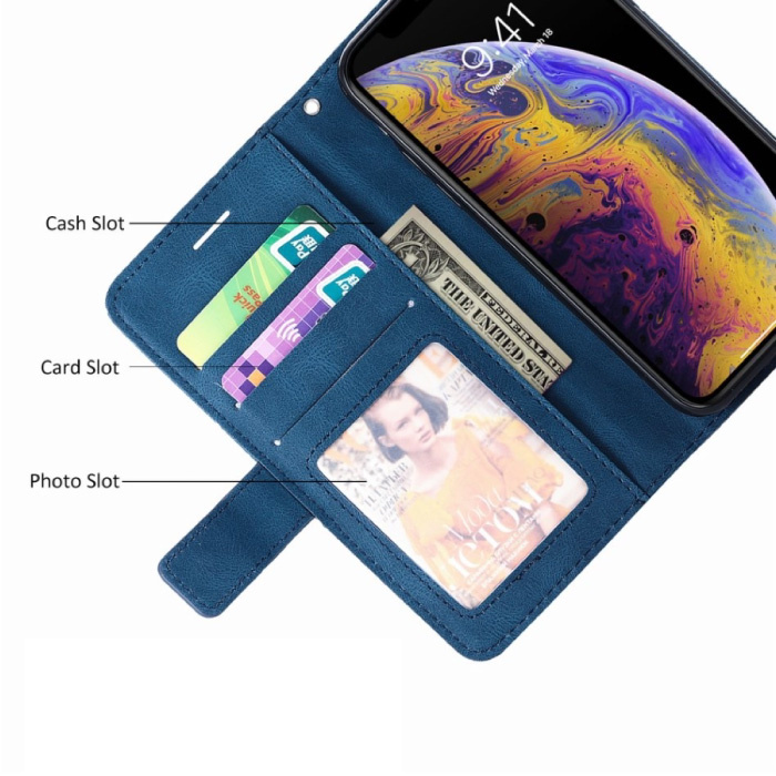 Stuff Certified® Custodia a Flip per Xiaomi Mi A3 Lite - Custodia a Portafoglio in Pelle PU Custodia a Portafoglio in Pelle Rossa