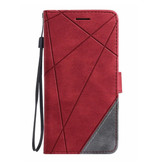 Stuff Certified® Funda con tapa para Xiaomi Mi A3 - Cartera de cuero Funda de cartera de cuero PU Funda Cas Rojo