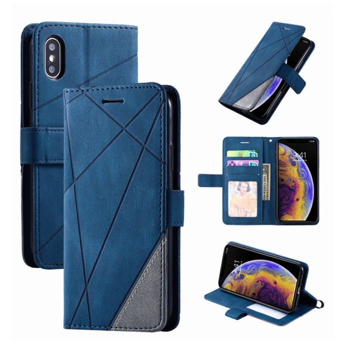 Etui z klapką Xiaomi Mi 8 SE - Portfel skórzany Portfel ze skóry PU Pokrowiec Cas Case Blue