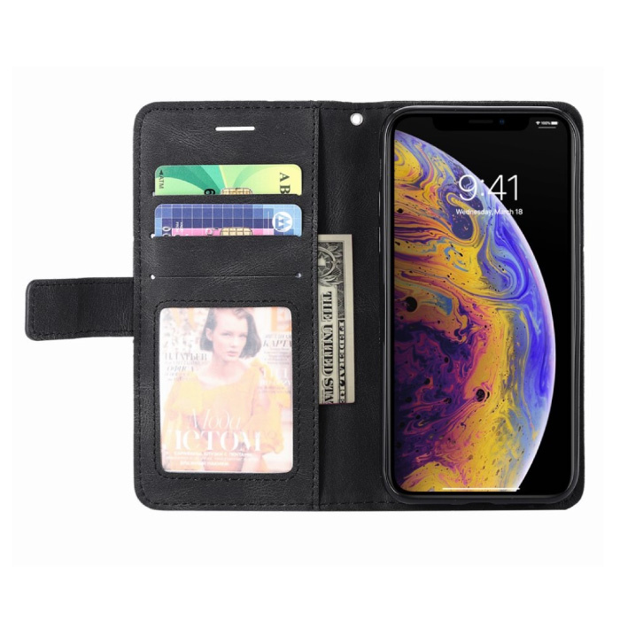 Stuff Certified® Funda con tapa para Xiaomi Mi 11 - Cartera de cuero Funda de cartera de cuero PU Funda Cas Negro