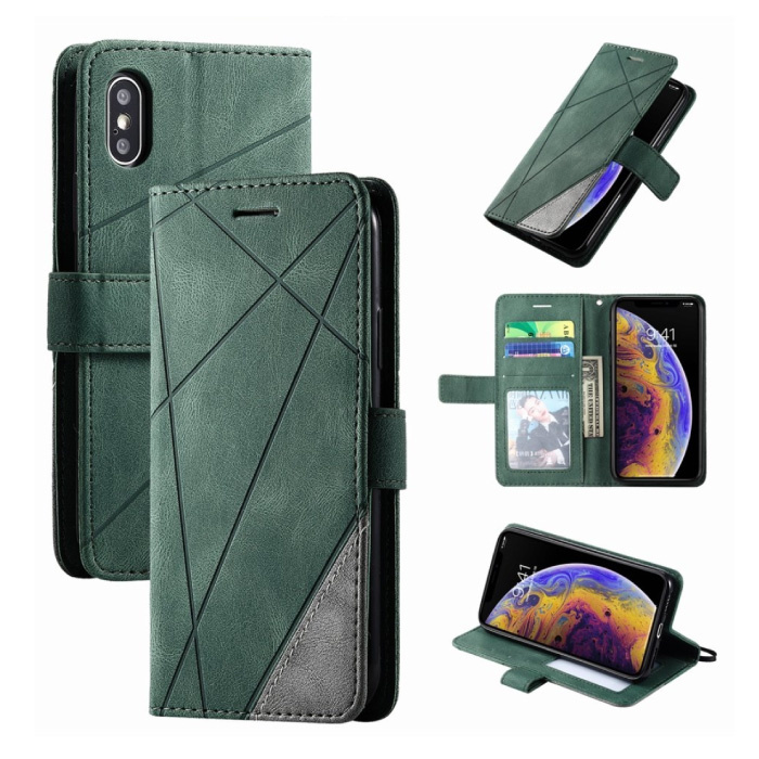 Funda con tapa para Xiaomi Redmi Note 4 - Cartera de cuero Funda de cuero PU Funda Cas Case Verde