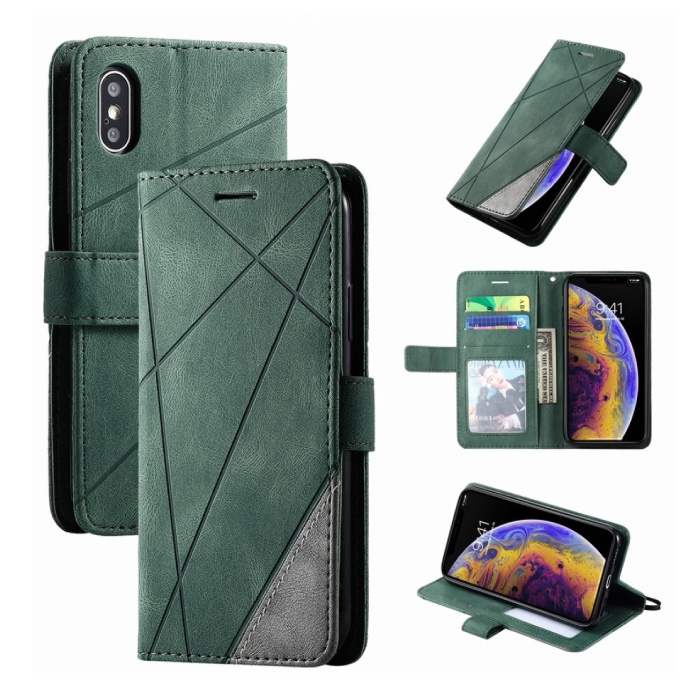 Stuff Certified® Xiaomi Redmi 9A Flip Case - Leather Wallet PU Leather Wallet Cover Cas Case Green